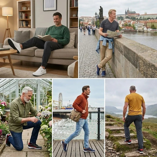 Pohodlná športová obuv【⏰ Posledný deň – zľava 70 %! Nepremeškajte to!】 Ergonomicky navrhnutá ortopedická obuv tlmiaca nárazy – ✅️ ortopedická obuv z pravej kože, špeciálne navrhnutá pre európskych mužov.